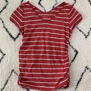 Orange striped maternity tee